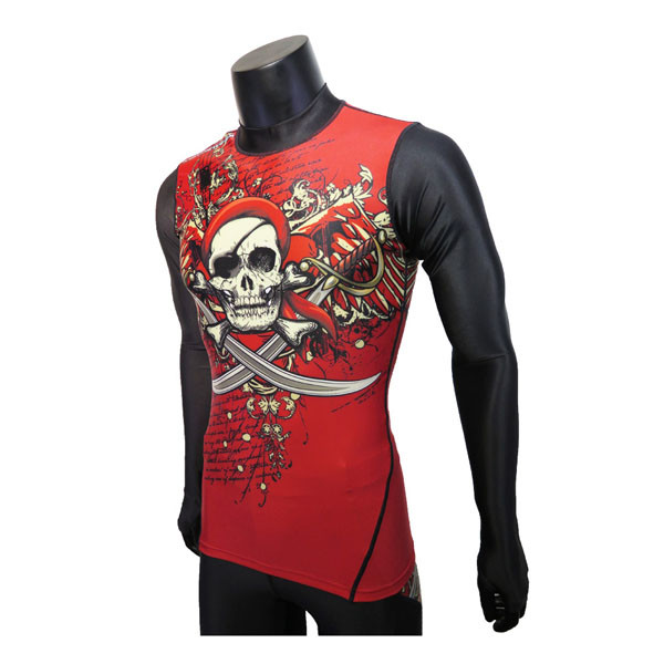 Flat Bottom Red Compression Sports Clothing Long Tops XXS To XXXL Available