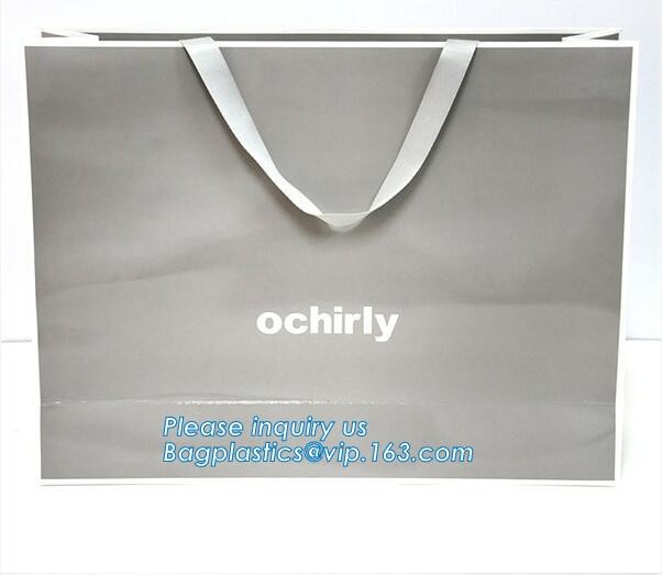 Luxury paper bags with handles Different Sizes,250gsm art paper shopping carrier bag custom printing with handle rope