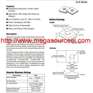 1SKYWORKS CLA4608-000 CLA4601-000 CLA4608-240 DIODE LIMITER SILICON 15-30V