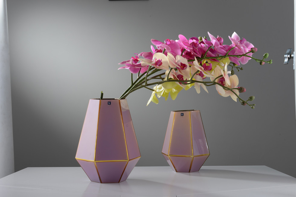 Handmade Glass Vase With Golden Edge Individual Packing