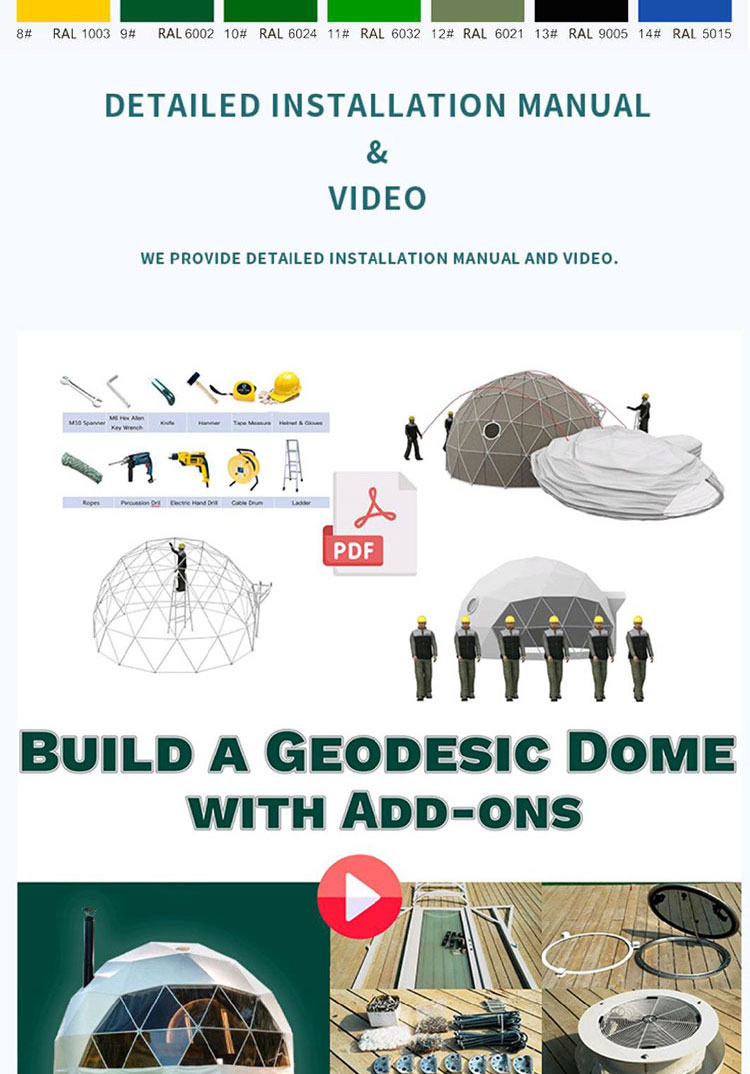 Waterproof Inflatable Dome Tent House Customized 6m Geodesic Dome Tent