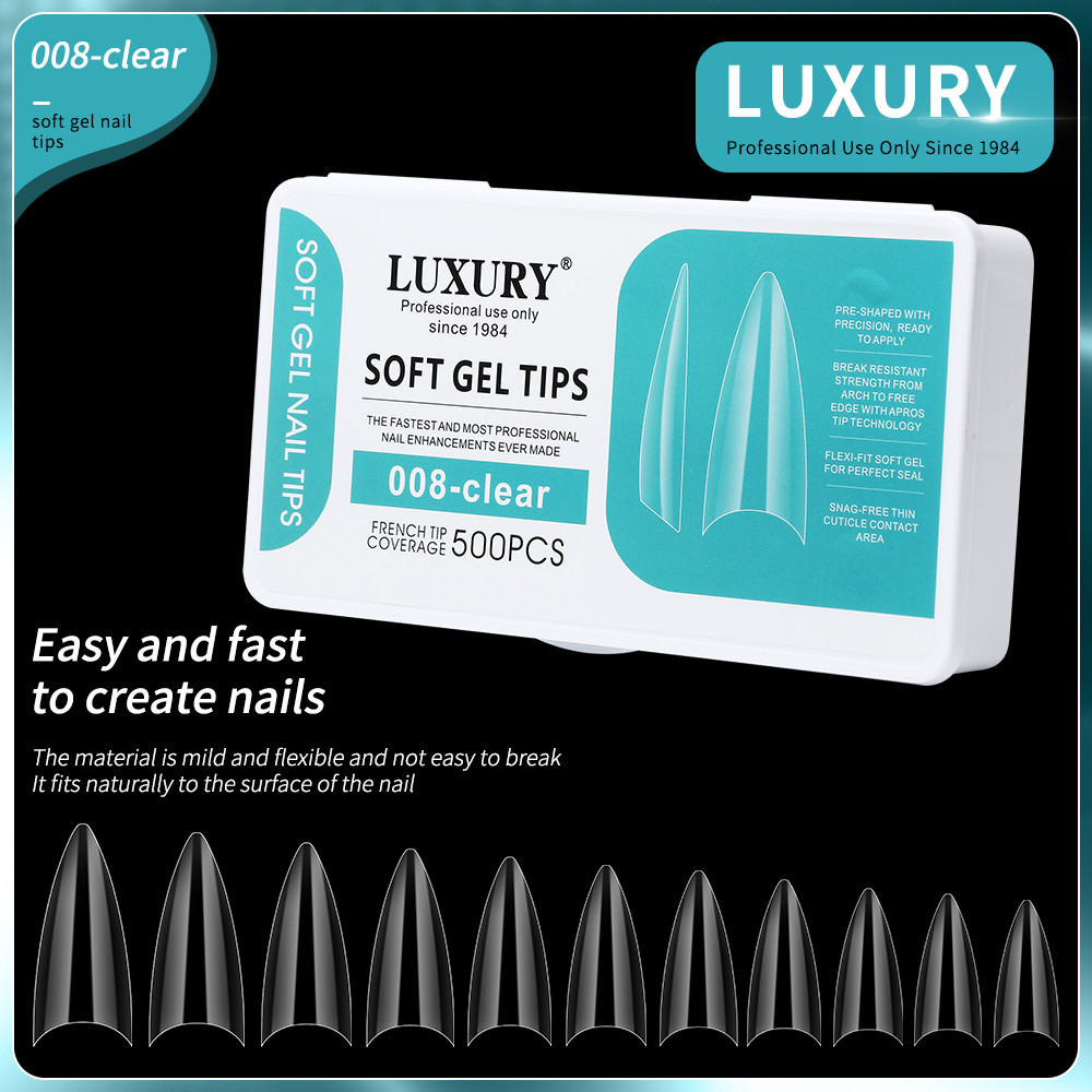 500pcs Medium Ballerina Shape False Nail Tips Half Cover Acrylic False Nails Artificial Nail Tips 11 Sizes