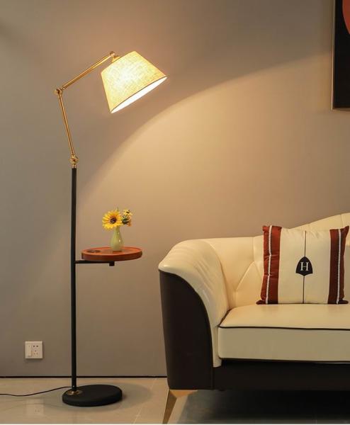 E27 fabric dimmable USB Wireless charging modern type floor lamp bedroom light