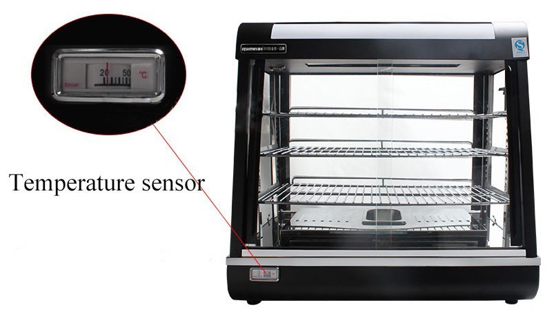 Electric Heating Cake Display Cabinet Counter Top 3-Layers Glass Food Warmer Showcase