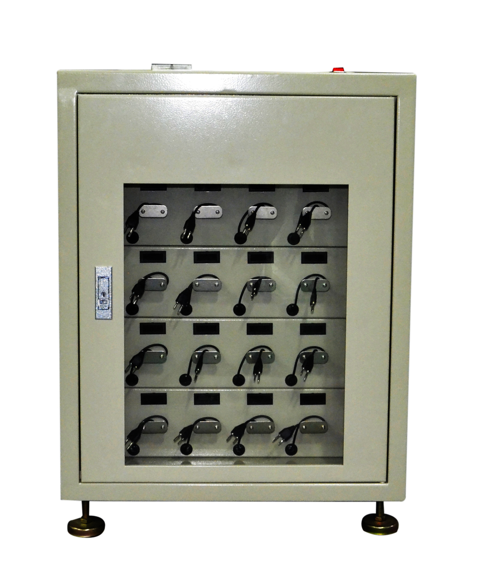 16 Unit Led Mining Headlamp Used Charging Rack With Clear Door And Digital Screen