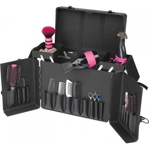 Black Aluminum Hairdresser Trolley Case Aluminum Grooming Case With Trolly In