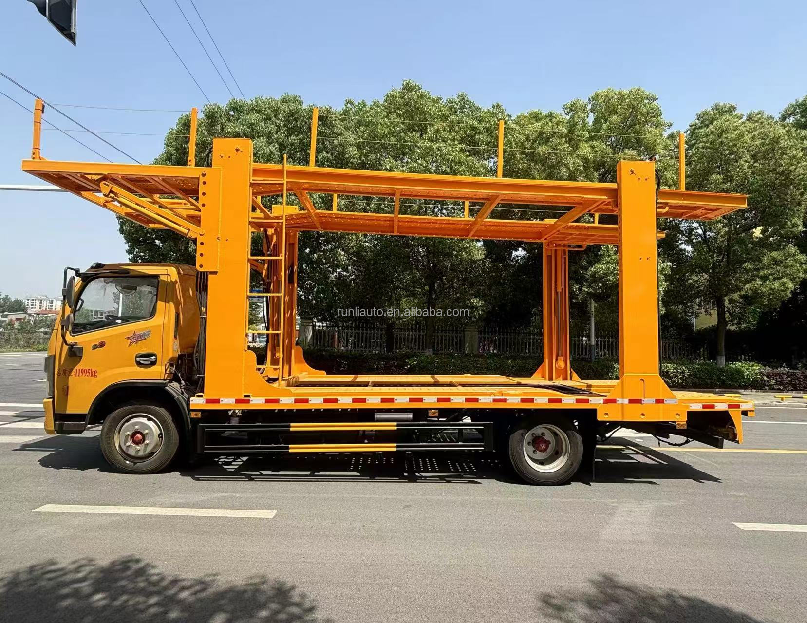 DFAC DongFeng Dollywood Three-bit Plate Double-deck Vehicle Transporter One Tow Three One Tow Four Flatbed Truck