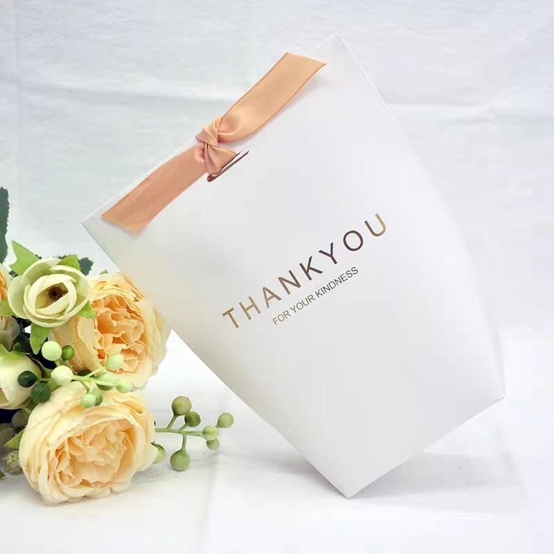 cardboard Thank You Paper Bags Gravure printing For Small Business