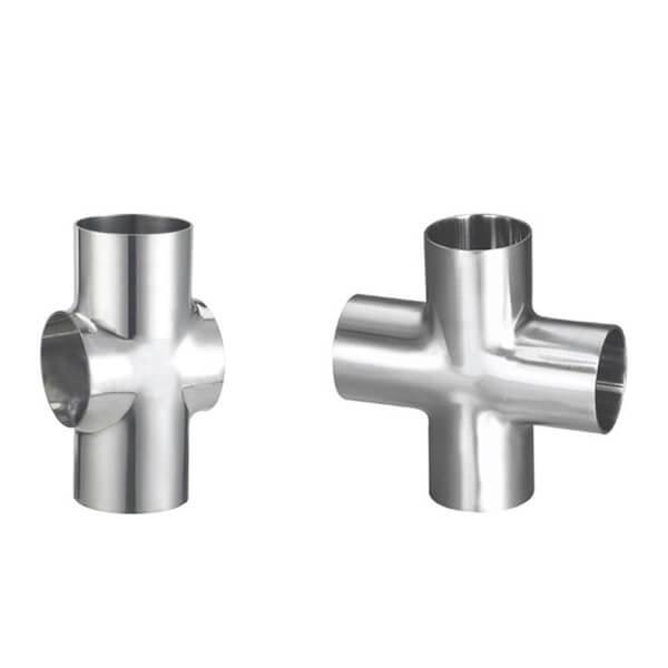 Mirror Polishing Cross Sanitary Butt Weld Fittings For Pharmaceutical Engineerin