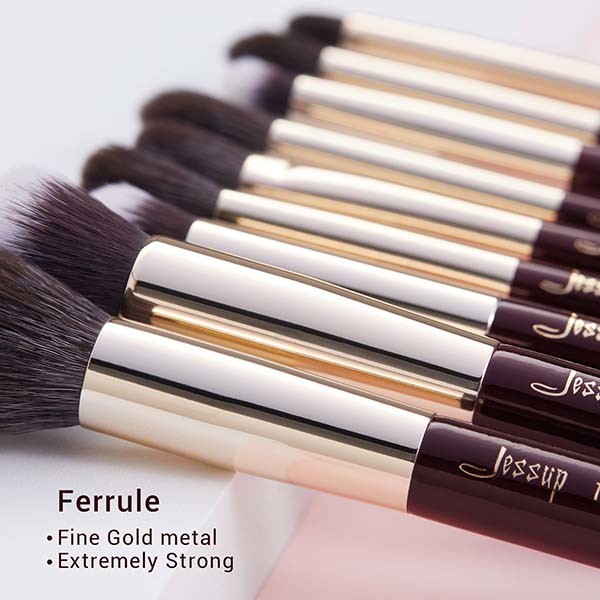 Jessup 25pcs Pro Makeup Brushes Set Zinfandel Color With Cosmetic Box