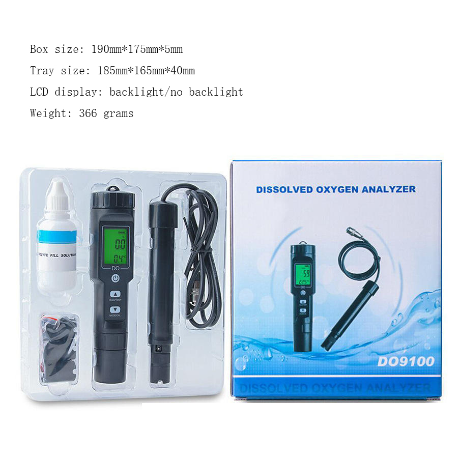 LCD Display Dissolved Oxygen Meter Temperature Water DO Tester for Aquaculture Analysis