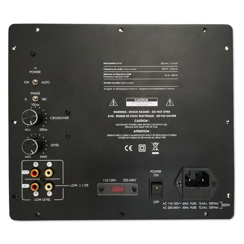500 Watts RMS Class D Plate Amplifier For Subwoofer Enclosures with Frequency Selection