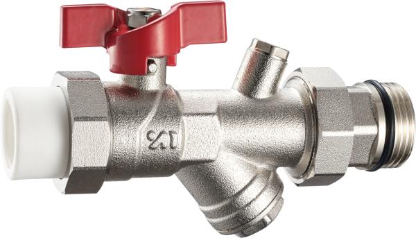 3603 3609 Straight Type Nickel Plated Brass Ball Valve w/ Meter Outlet & Built