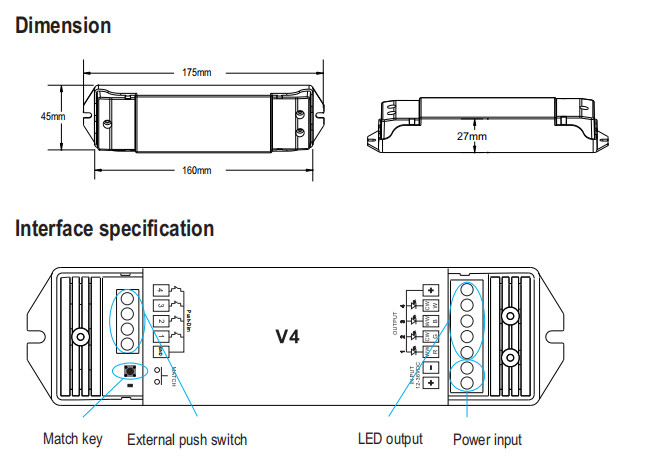 RF Wireless RGBW LED Strip Controller With Auto - Transmitting Function