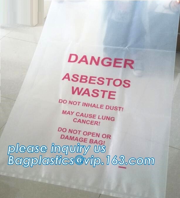 Hazardous Waste Yellow Plastic Bag Asbestos Garbage Bag,large size thicker LDPE asbestos remove bags,asbestos garbage ba