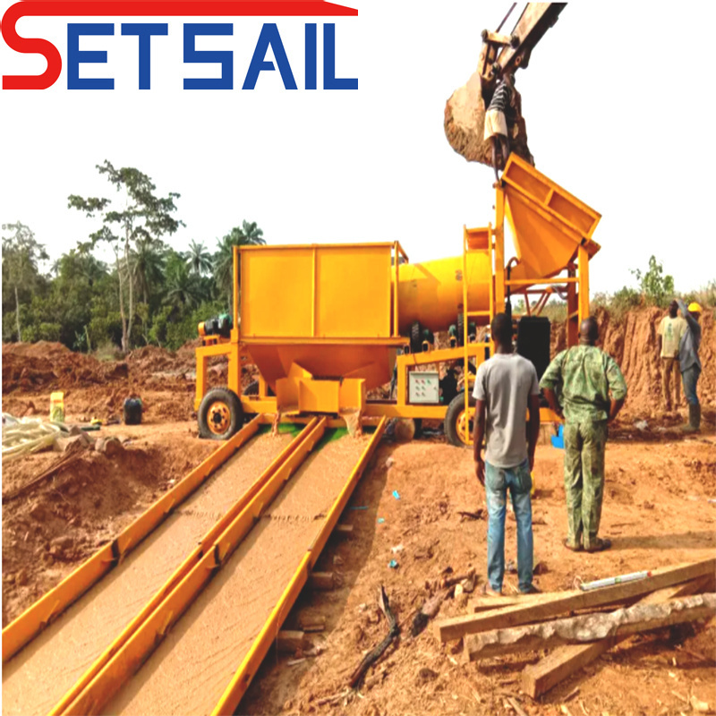 Full Automatic Feeding Land Gold Mining Equipment with Diamond Agitation Chute