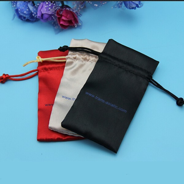 Custom satin logo printing silk jewelry bag silk drawstring bag for hair packing