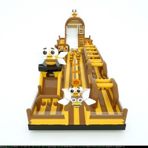  Bee Inflatable Obstacles Course Yellow Brown With Big Slides Manufactures