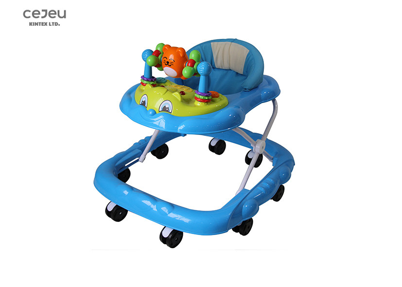 8 Wheels Baby Foldable Walker With 2 Stoppers 4 Adjustable Heights
