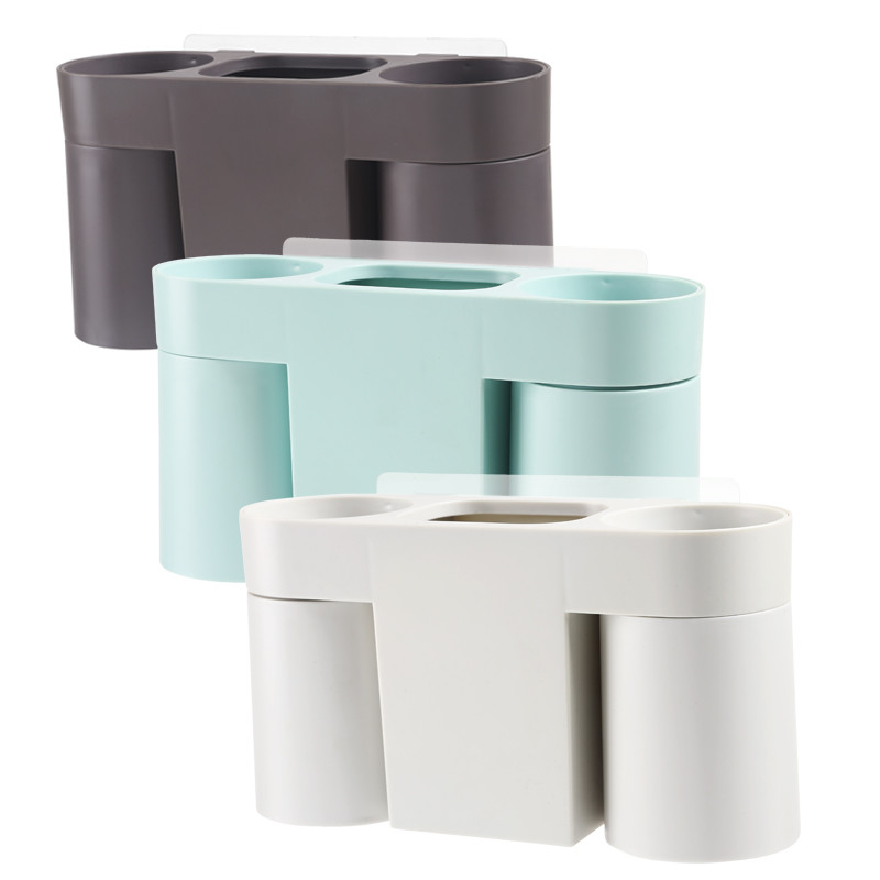 Wall Absorbing Non Perforating Toothbrush Cup Set ABS Fall Resistant