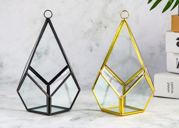Black gold color diamond shaped greenhouse glass artifact lamp cover water drop
