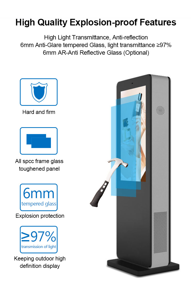 55" Floor Stand Digital Signage Kiosk Outdoor Interactive Touch 55inch Ip 65