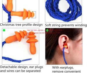 China Soft Silicone Corded Ear Plugs ears Protector Reusable Hearing Protection Noise Reduction Earplugs Earmuff on sale
