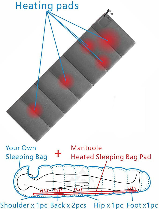 USB Graphene Electric Heated Pad Sleeping Bag For Camping 195×75cm Size