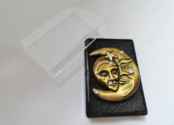 3D Zinc Alloy, Iron, Brass Rhinestone Lapel Pin without Soft Enamel, with