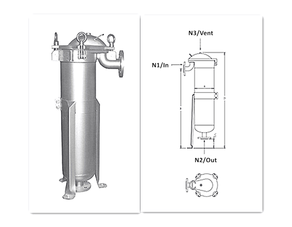 Stainless Steel Single Bag Filter Housing for Waster Water Treatment Low Maintenance
