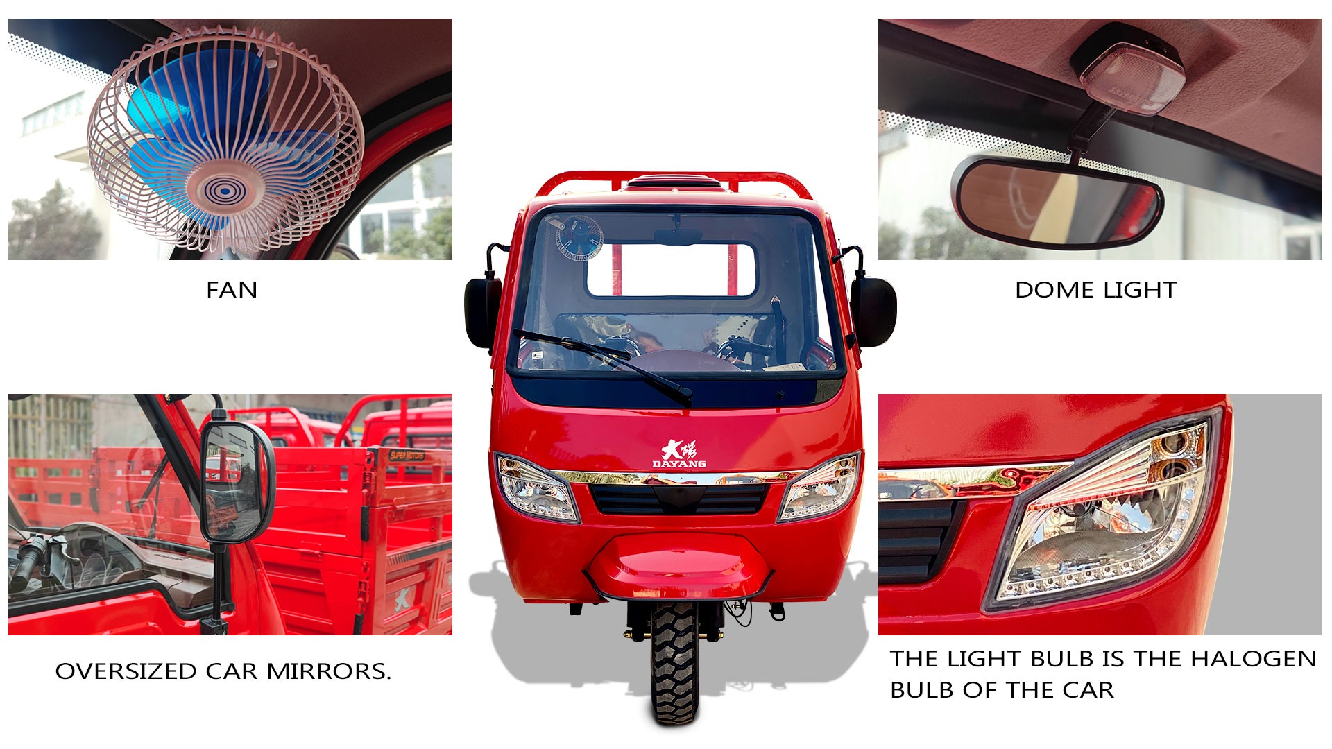 Design DAYANG 2022 Closed Body Type 1000W Trike Tuk Tuk Lifan Motorcycletuk Tricycle