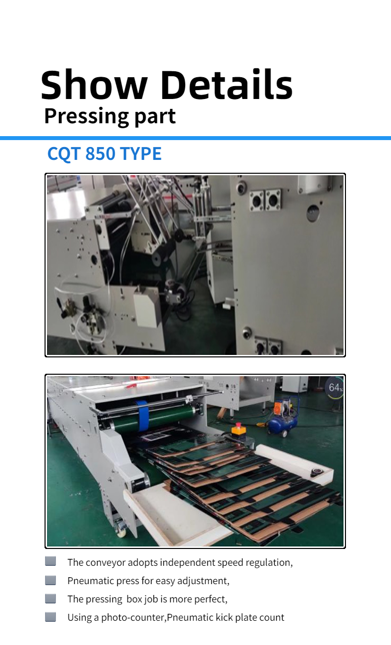 Versatile CQT-850 Automatic 4 6 Corner Folder Gluer for Paper Lunch Box Manufacturing