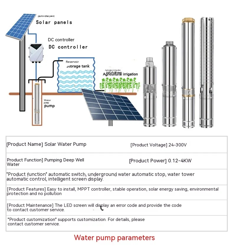120M Submersible Dc Pump Solar Water For Deep Well Solar Panel Pump For Water Feature Solar Pump Inverter