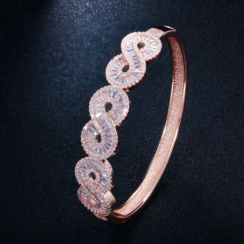 Fashion Bangle cuff Gold Filled AAAAA Cz stone Party Bracelets Bangles for women bridal Bracelet Jewelry