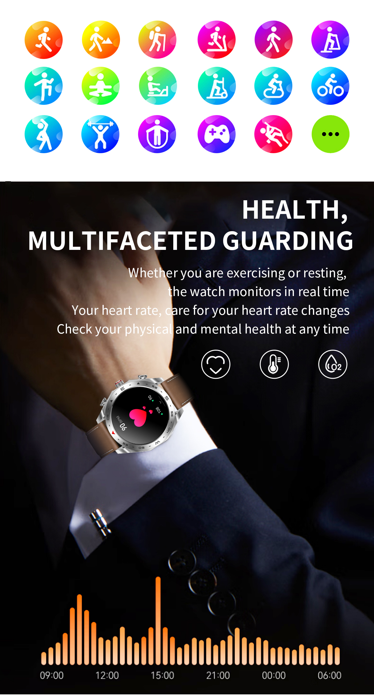 IPS Screen IP67 Waterproof Wireless Earphone Smart Watch Music Bracelet 1.52 Quot