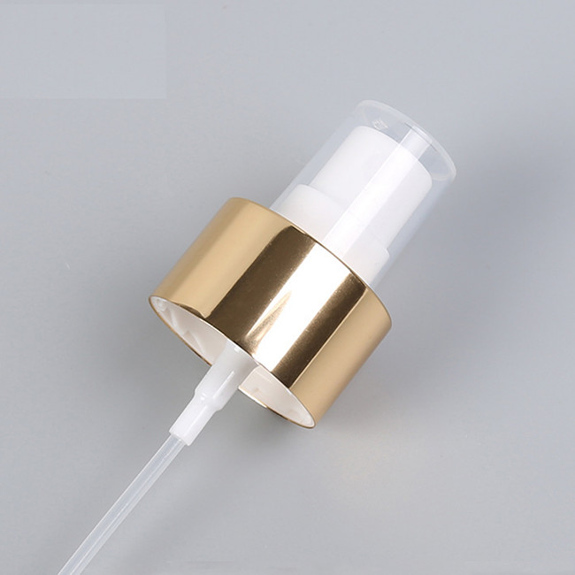 24/410 Aluminium Fine Mist Sprayer Shiny Gold PP Cap For Body Mist
