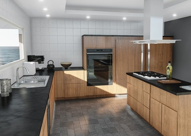European Style Kitchen Modern Modular Kitchen Cabinets Blue Color Island And White Cabinet