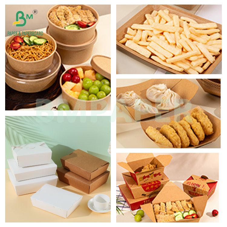 Greaseproof 350g + 20g Matte PE Coated Brown Foodbox Paperboard 70 x 100 cm