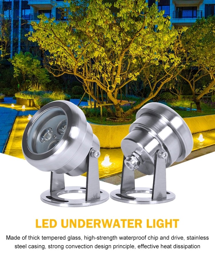 9W Underwater LED Lights Tempered Glass Material Ip65 Water Resistant