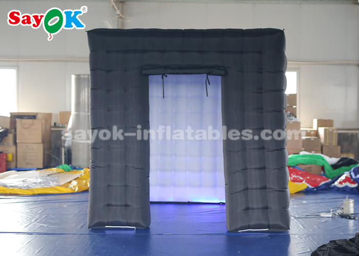 Inflatable Party Tent Black Inflatable Cube Photo Booth For Advertising High Tear Strength