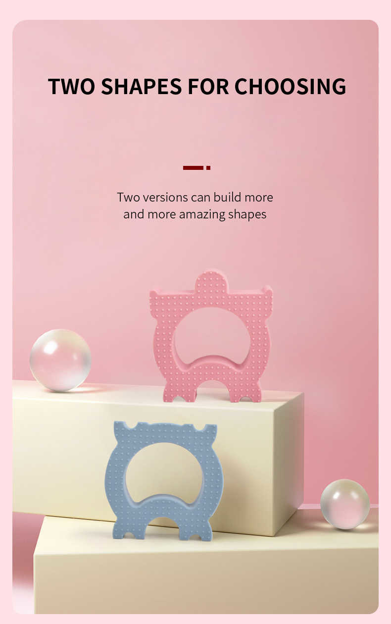 CPC 10pcs Silicone Building Blocks Childrens Silicone Toys Morandi Blue