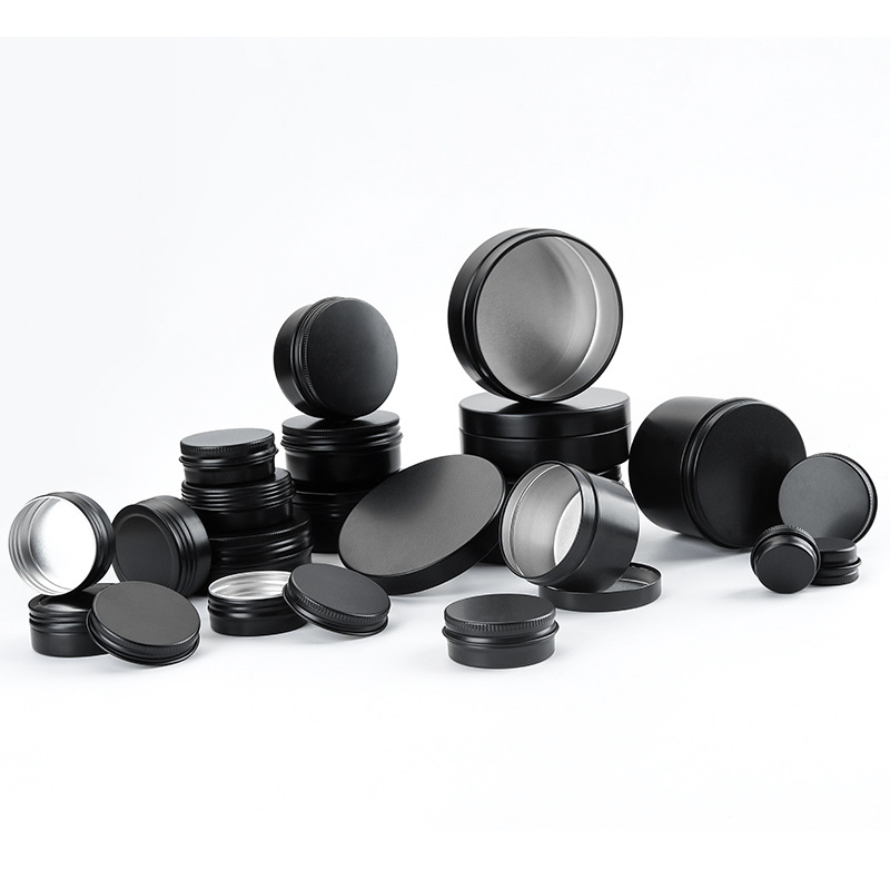 Custom Black Aluminum Candle Tin Metal Case for Solid Scented Candle 6 oz With Lids Food Storage Box Industrial Food