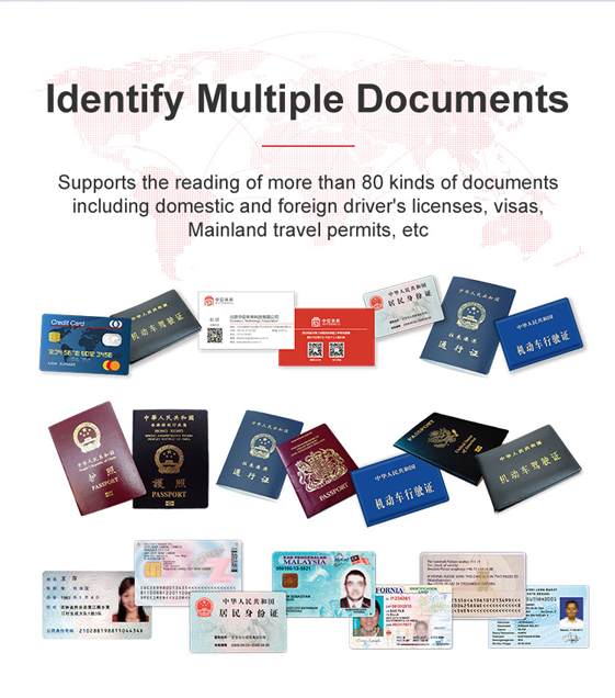 Smart Scanner for Access Control 500DPI Optical Resolution CMOS Passport and ID Reader