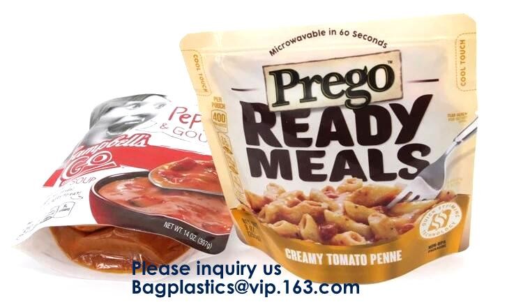 Stand Up Zipper Oven Microwave Cooking Bags /Retort Pouch/Microwave Bag For Liquid Organic Soup Packaging Bagease