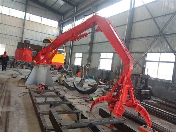 2t stationary crane with grab for steel scrap handling