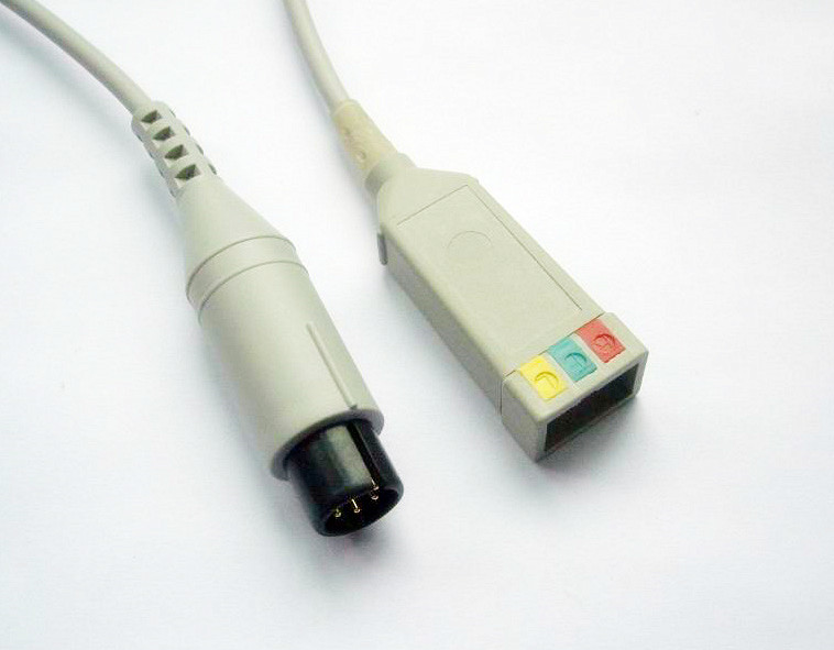 3 Lead ECG Lead Wires GE Medical Pro1000 AHA Type Standard 6 Pins Connector