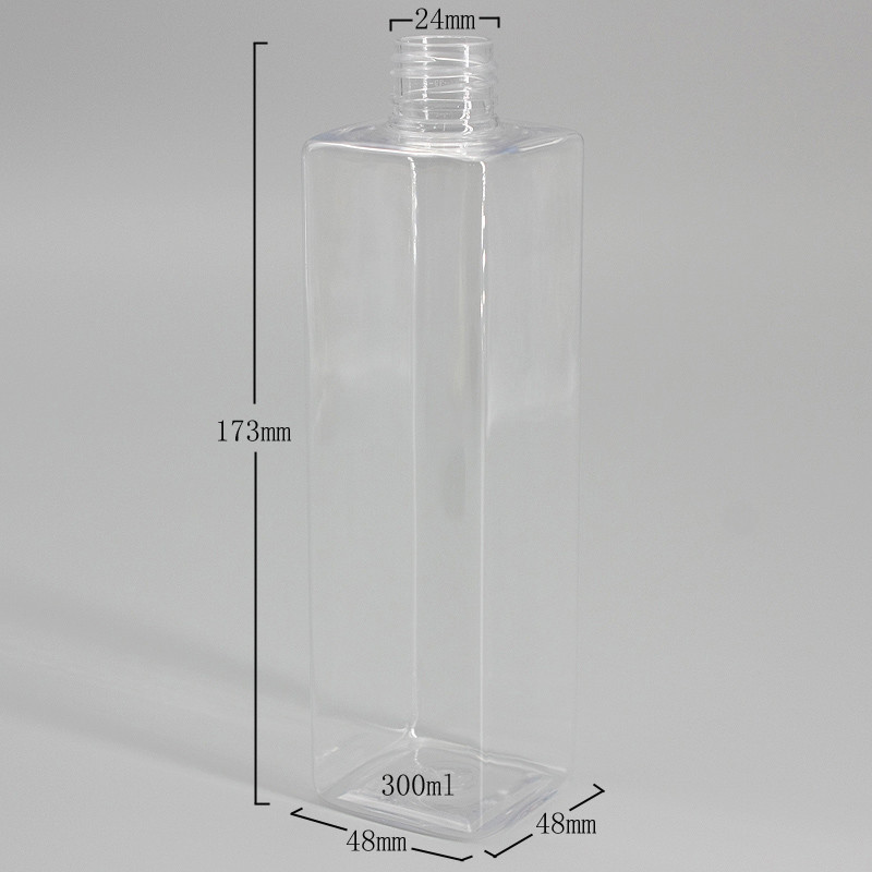 300ml Clear Square Plastic Packaging Bottle For Hand Sanitizer