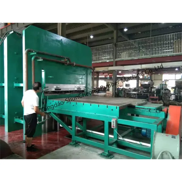 High-Efficiency Two-Way Sliding Mold Rubber Vulcanizing Press - Side View