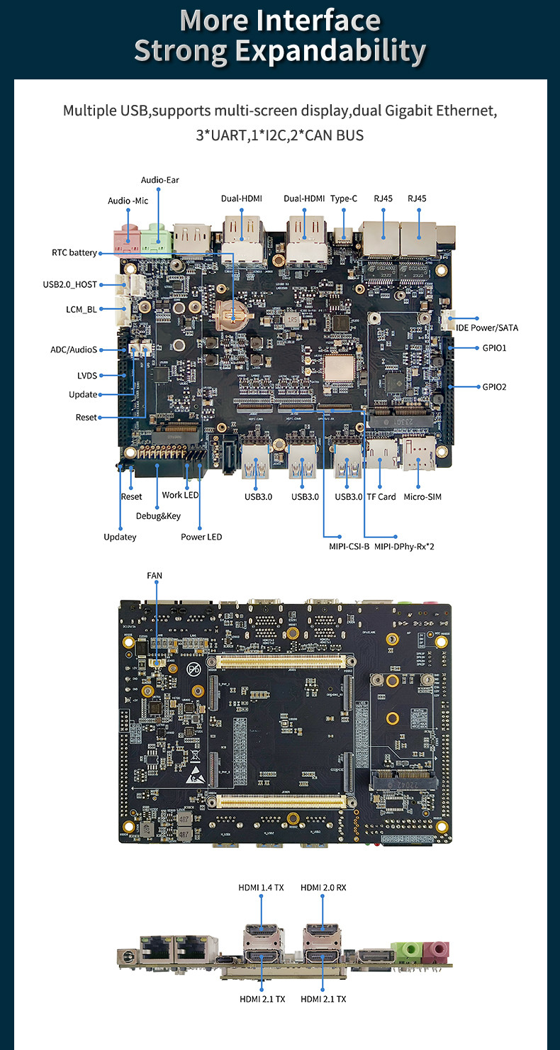 RK3588S LKD3588S Rockchip SBC EMMC 5.1 Arm Development Board 32GB 64GB 128GB