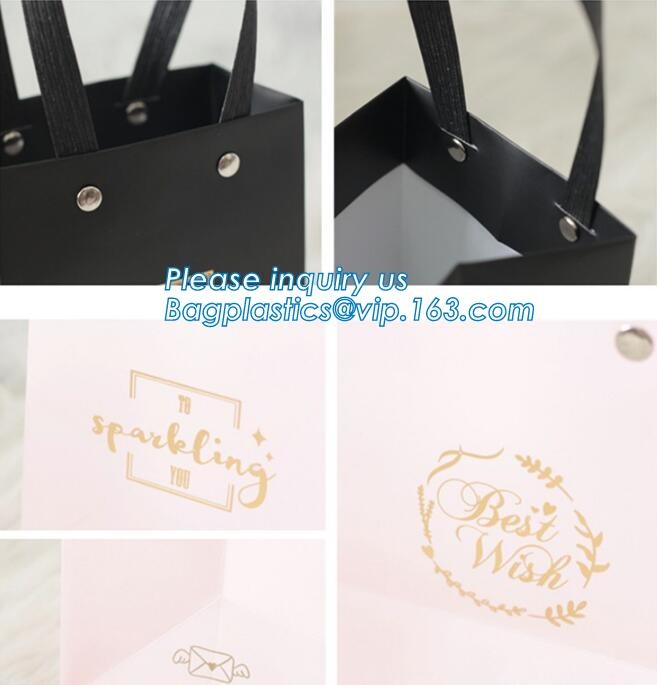 Flower carrier bag with different color customized pot plants kraft paper bag with handle,stamping logo fancy paper flow